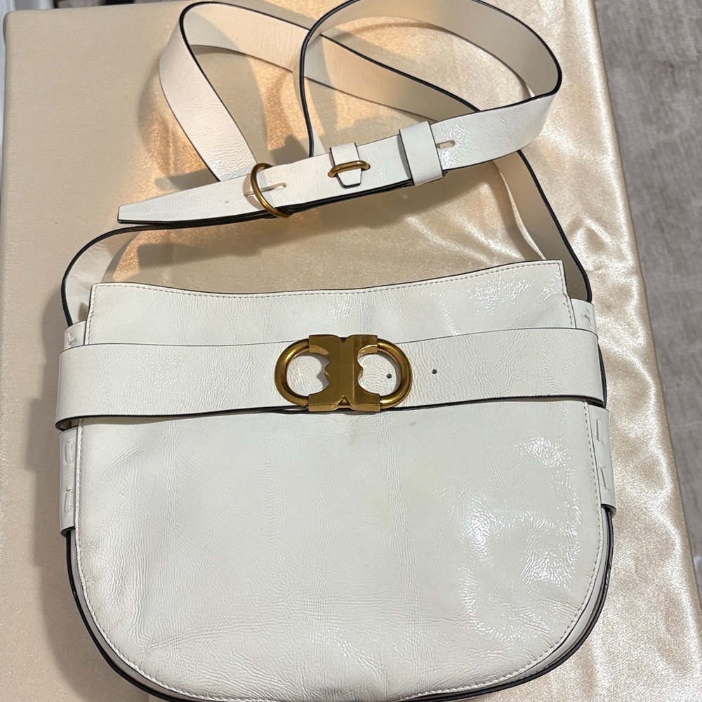 Tory Burch White and Gold Crossbody Bag